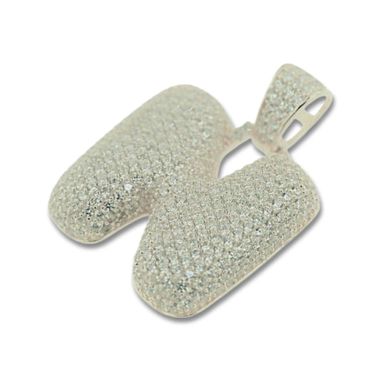 TVJN- Sterling Silver CZ Letter N Pendant - Johnny Dang & Co