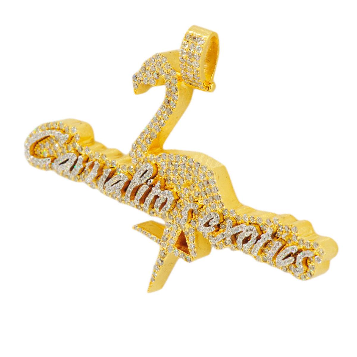 14k Gold 3.5ctw VS Diamond Custom Logo Pendant 1.9" x 2.5" - Johnny Dang & Co