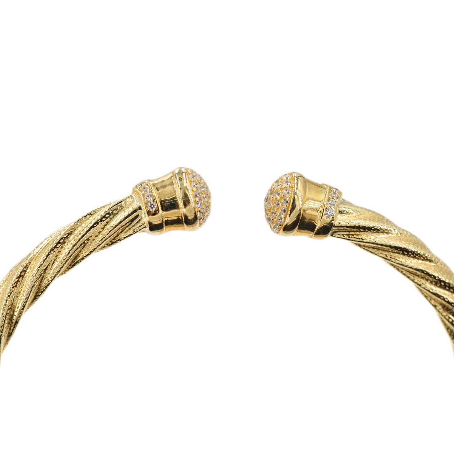 10K Yellow Gold Rope Cable Bangle With CZ - Johnny Dang & Co