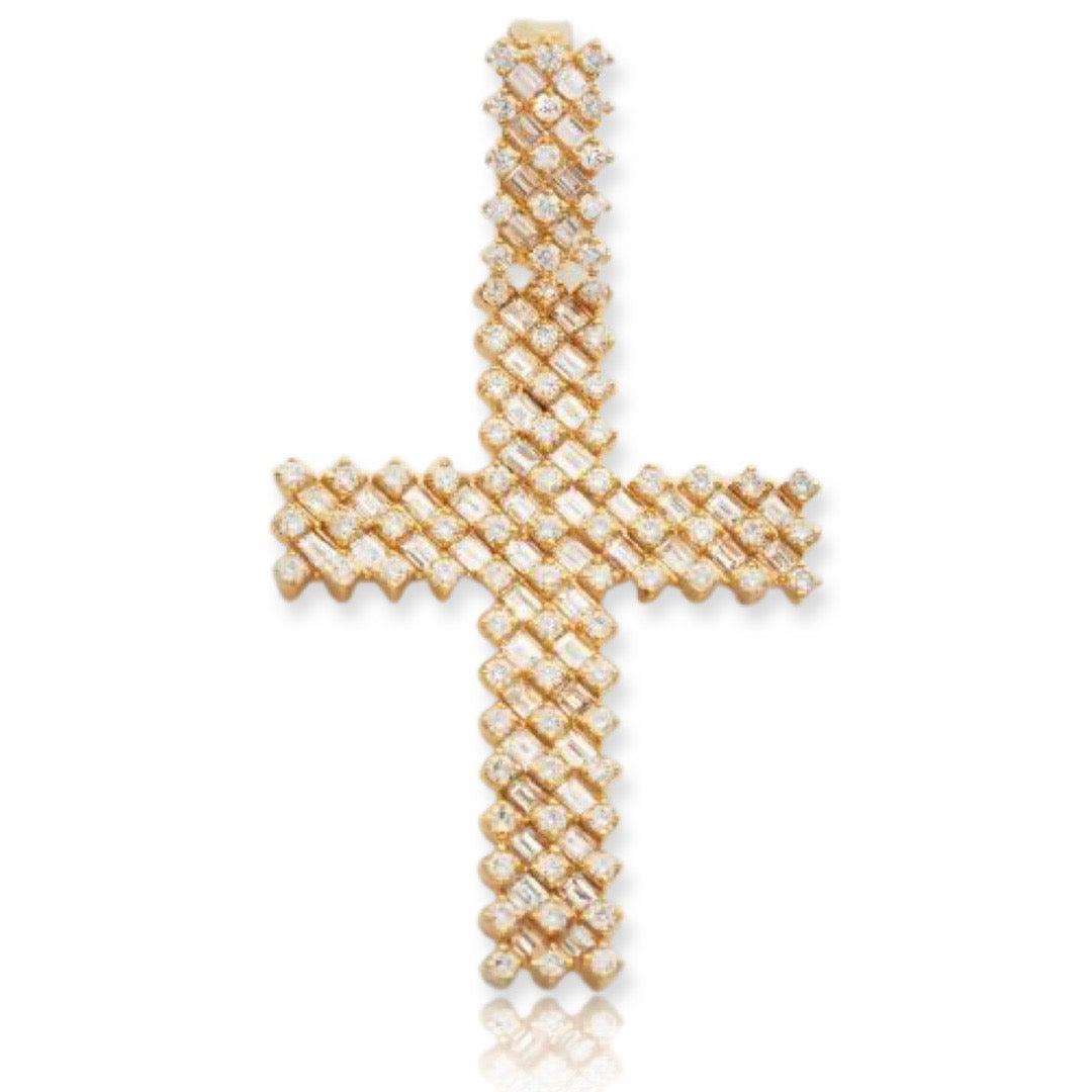 14KY 2.50CTW BAGUETTE DIAMOND CROSS PENDANT - Johnny Dang & Co