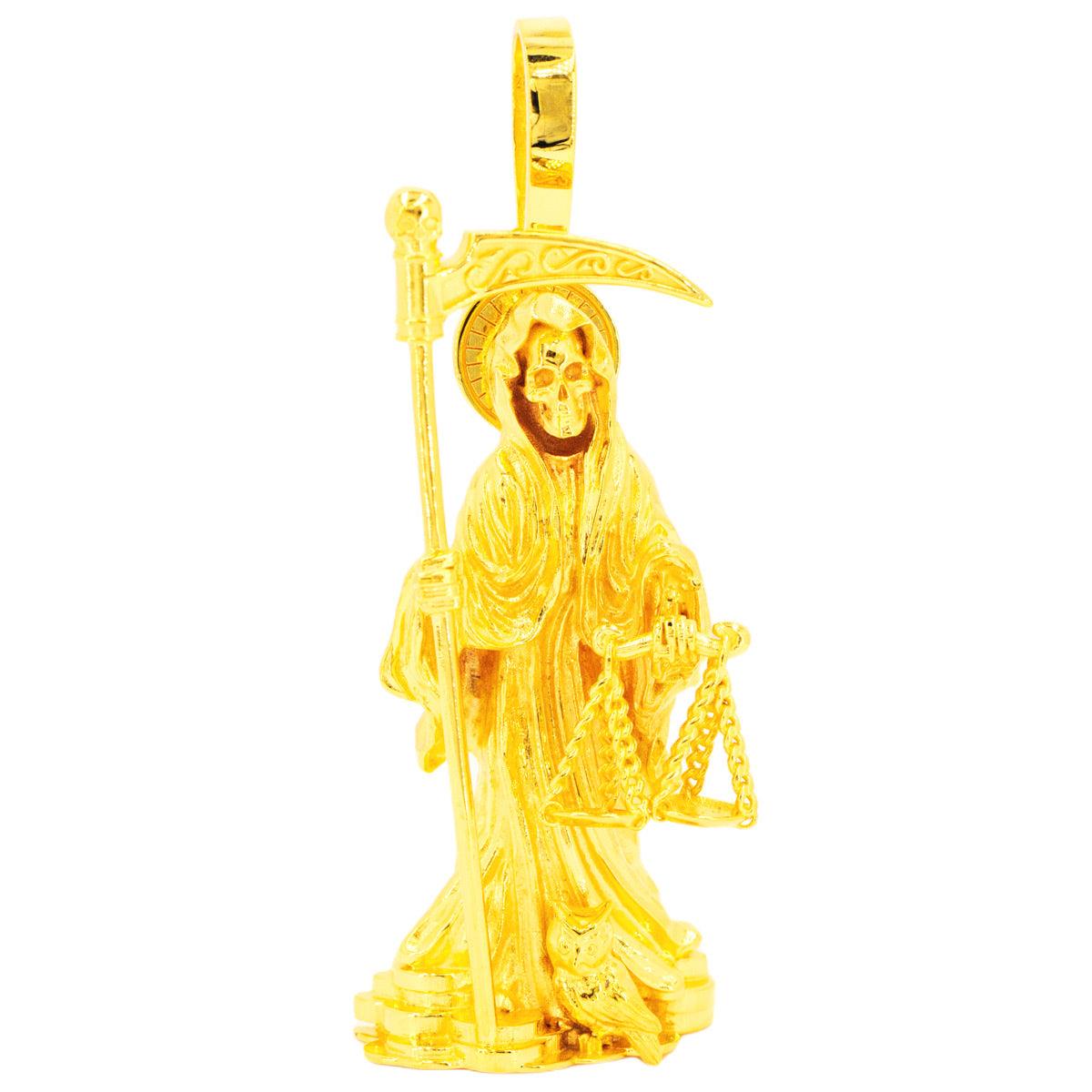 14k Gold Custom JD&CO Exclusive 3D Grim Reaper Santa Muerte Pendant - Johnny Dang & Co