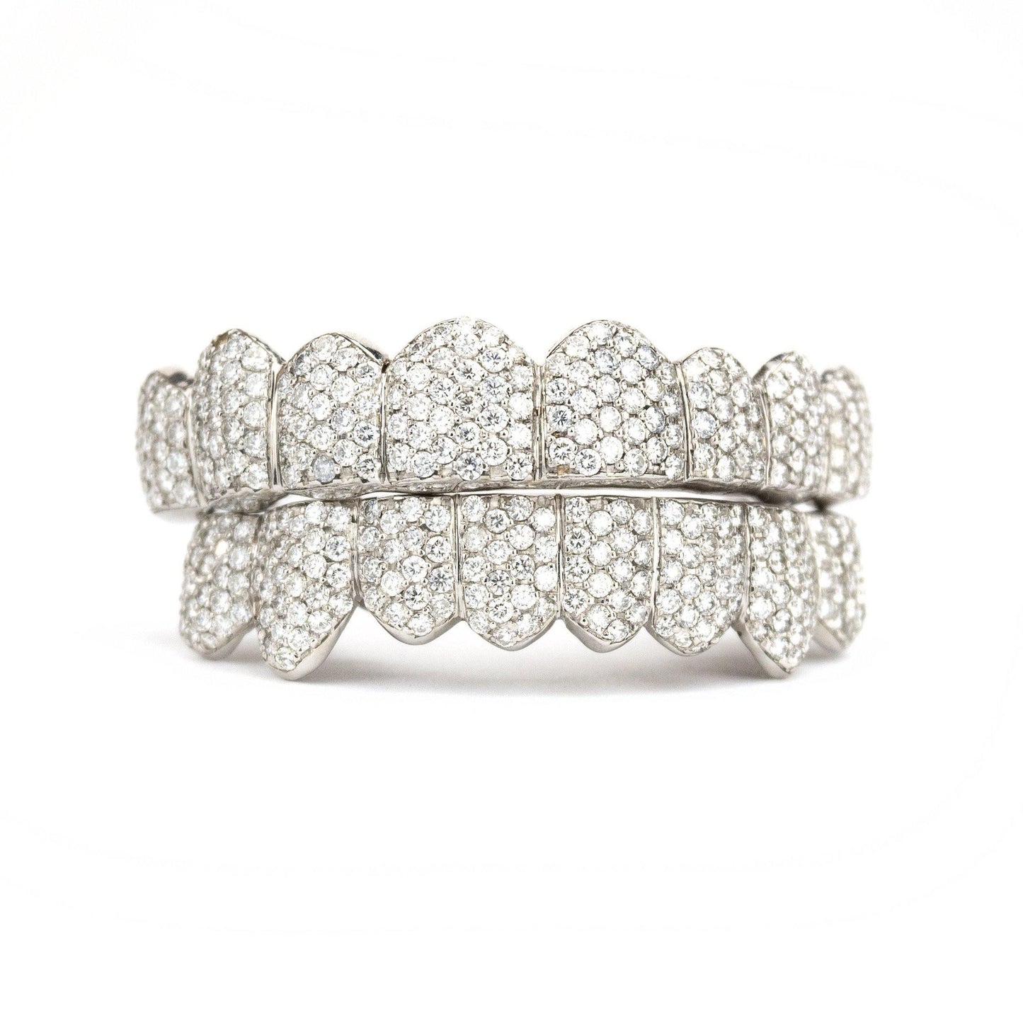 18K Flawless Honeycomb Set Diamond Grillz - Johnny Dang & Co