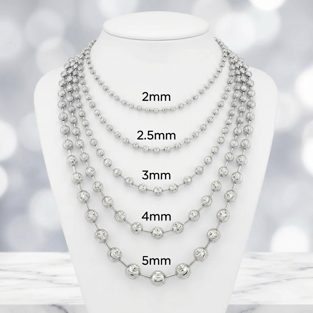 10KT Gold Diamond Cut Moon Bead & Bar