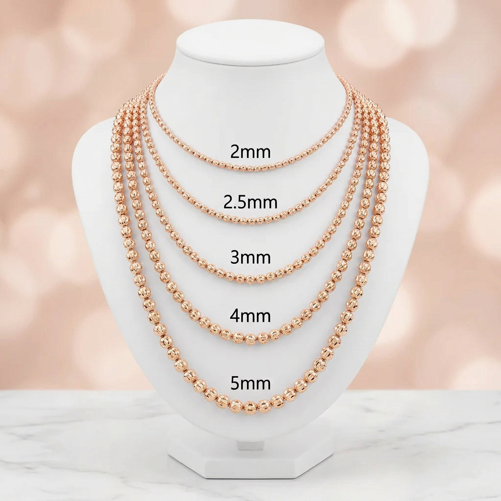 10KT Gold Diamond Cut Moon Chain