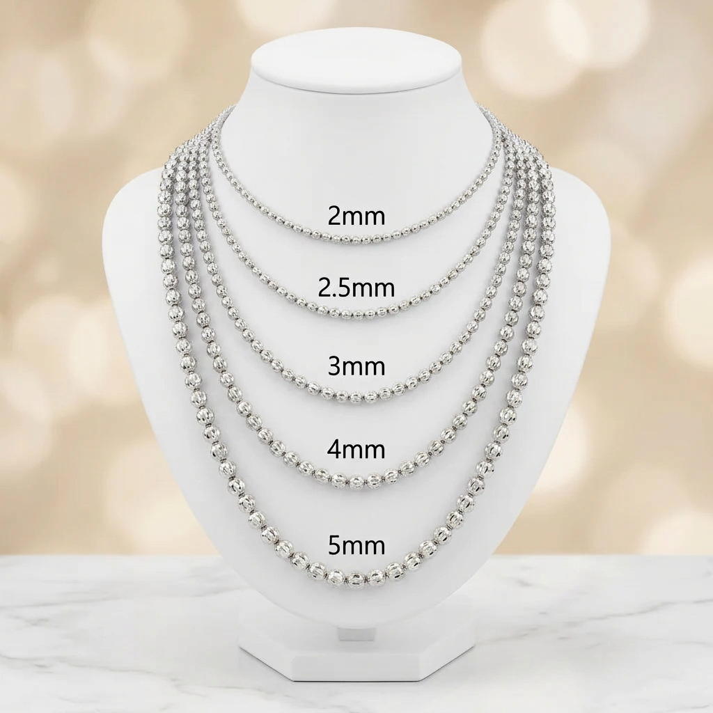 10KT Gold Diamond Cut Moon Chain