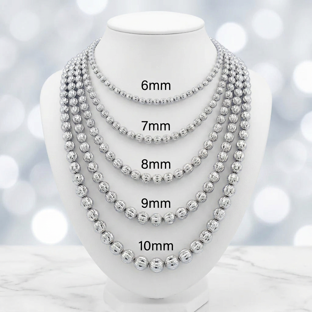 10KT Gold Diamond Cut Moon Chain