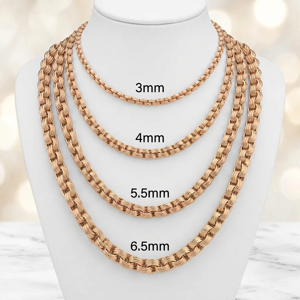 10KT Gold Hollow Alexander Chains