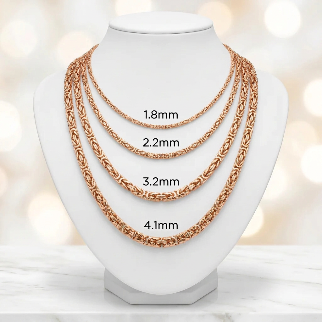10KT Gold Solid Byzantine Chains