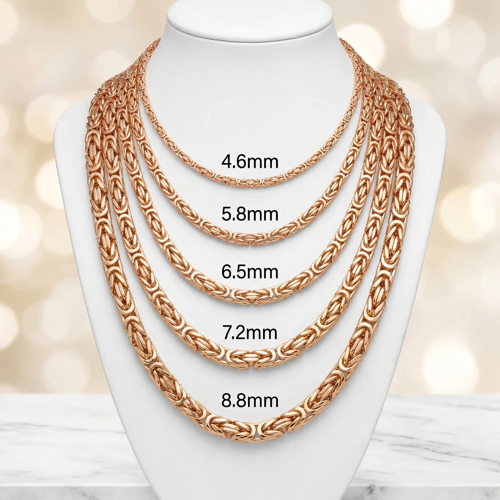 10KT Gold Solid Byzantine Chains