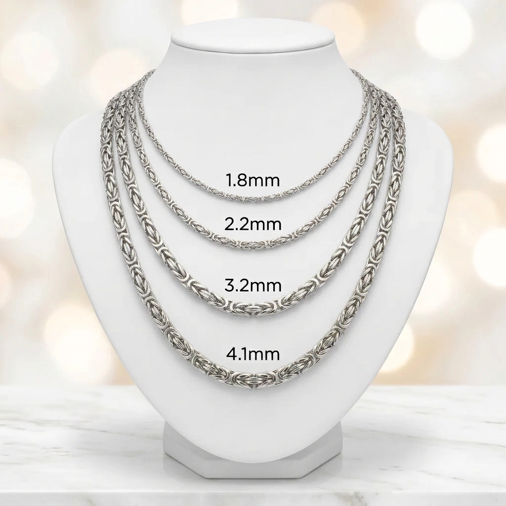 10KT Gold Solid Byzantine Chains