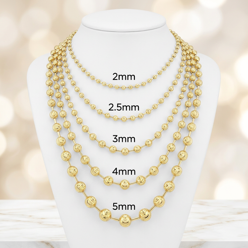 10KT Gold Diamond Cut Moon Bead & Bar