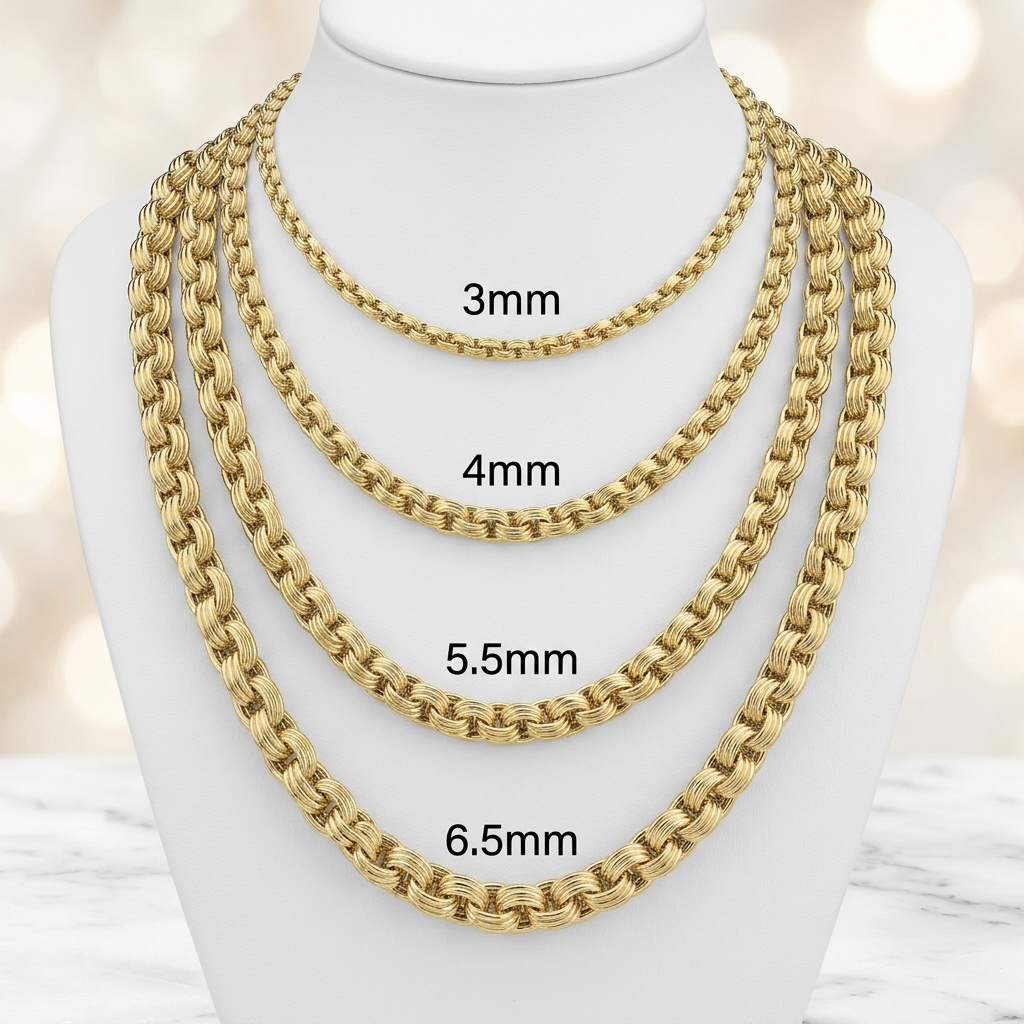 10KT Gold Hollow Alexander Chains