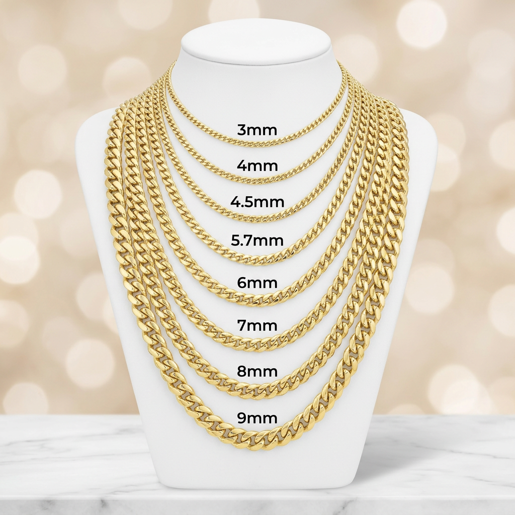 10KT Gold Hollow Miami Cuban Link Chains