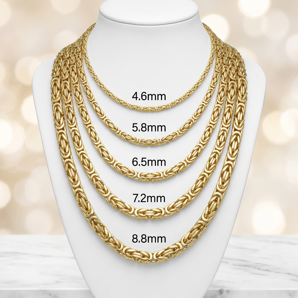 10KT Gold Solid Byzantine Chains
