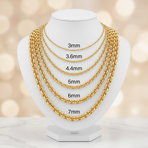 10KT Gold Solid Cable Chains
