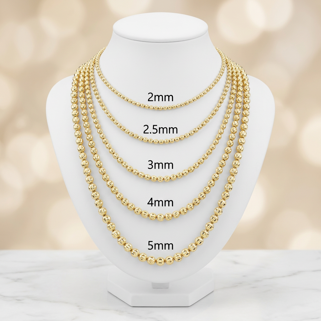 14KT Gold Diamond Cut Moon Chain