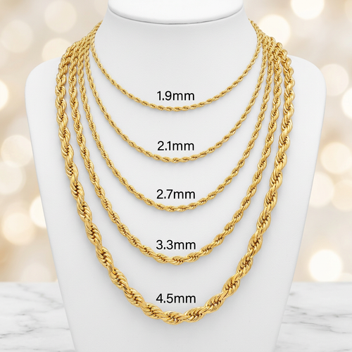 14K Gold Hollow Quint Rope Chains
