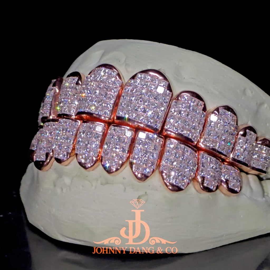 JDWR-2026-19 Flawless "Princess Cut" Invisible Set Grillz Rose Gold (Perm)