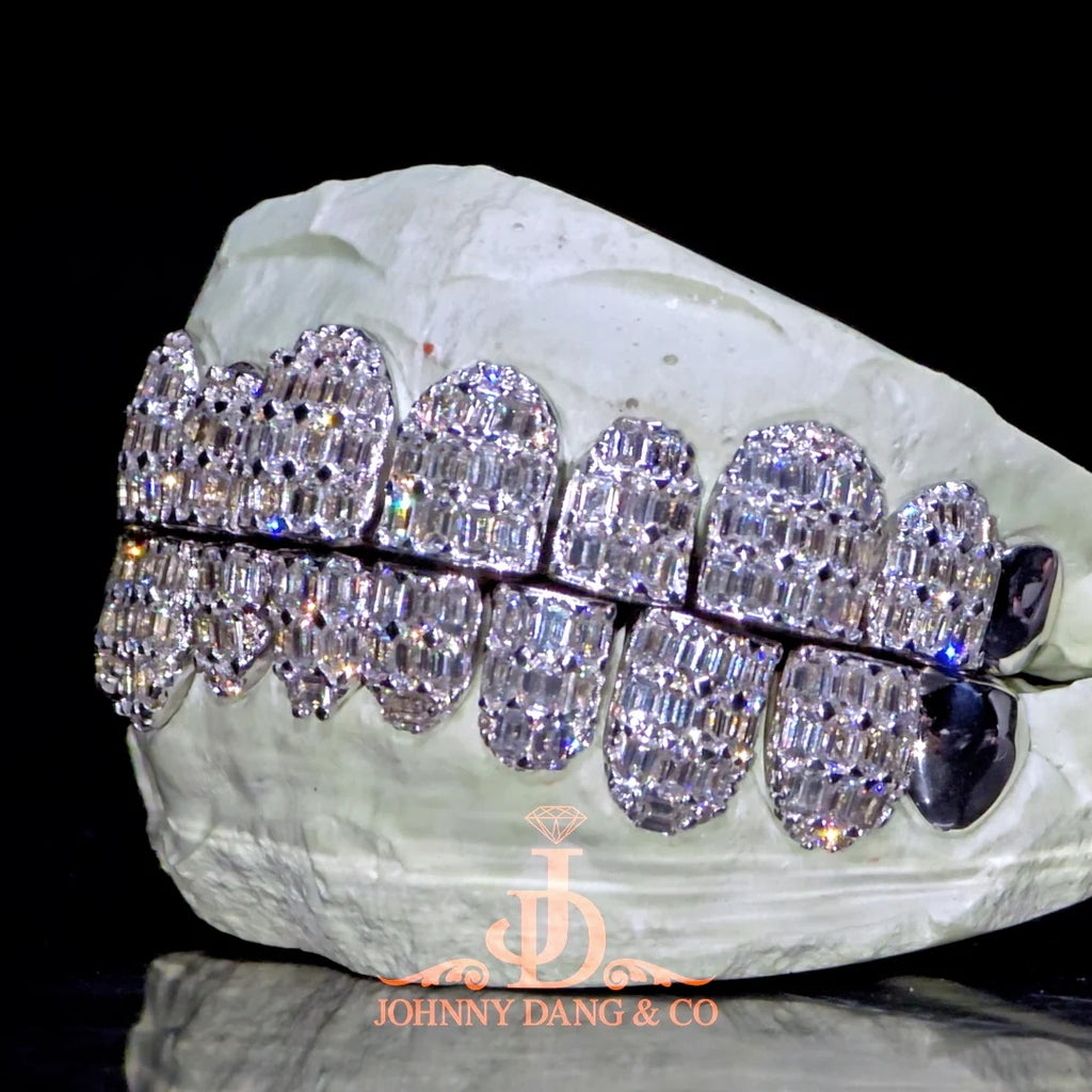 JDWR-2026-26 Flawless Emerald Prong Set Grillz White Gold (Perms)
