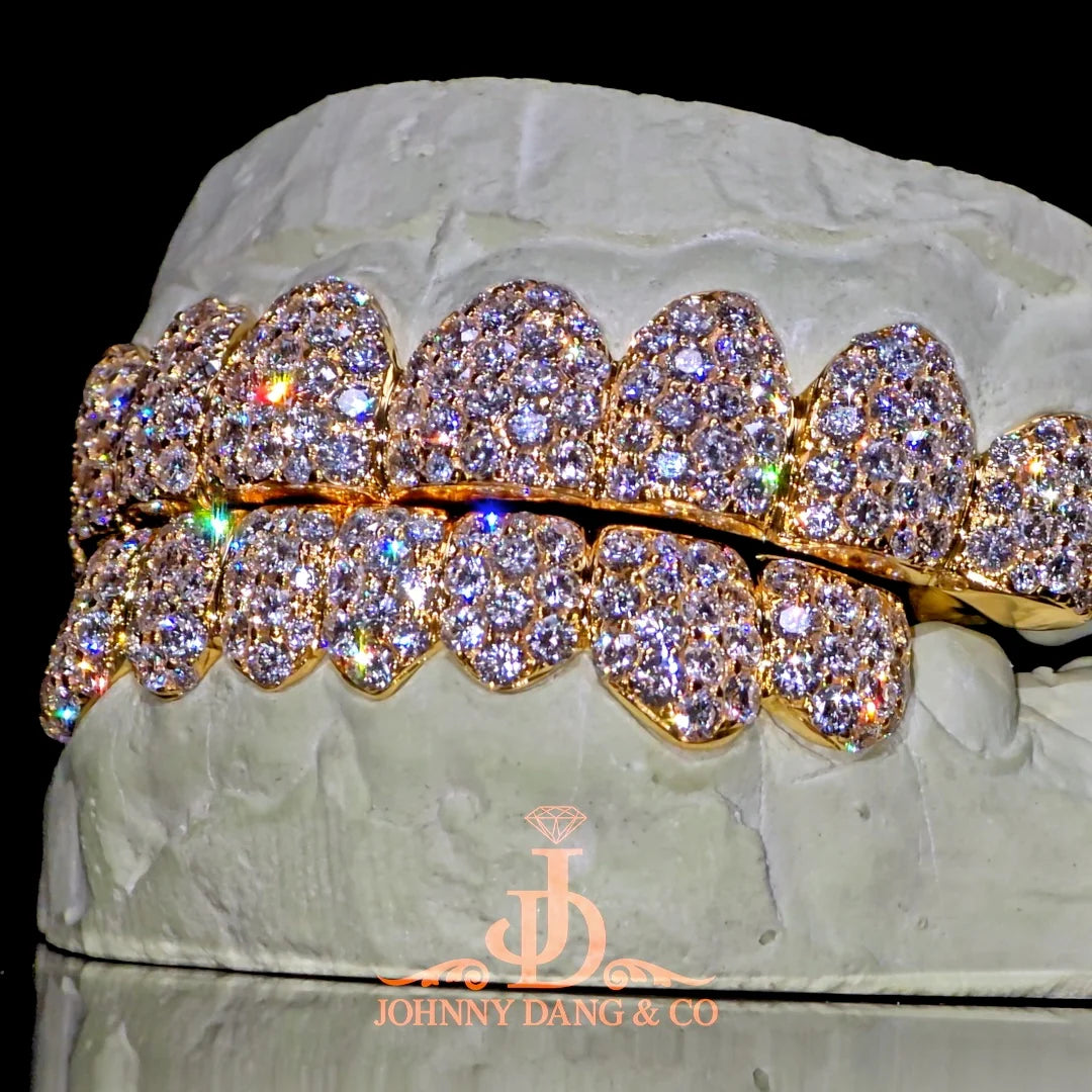 JDWR-2026-24 Flawless BBHoneycomb Set Grillz Yellow Gold (Pull Out)