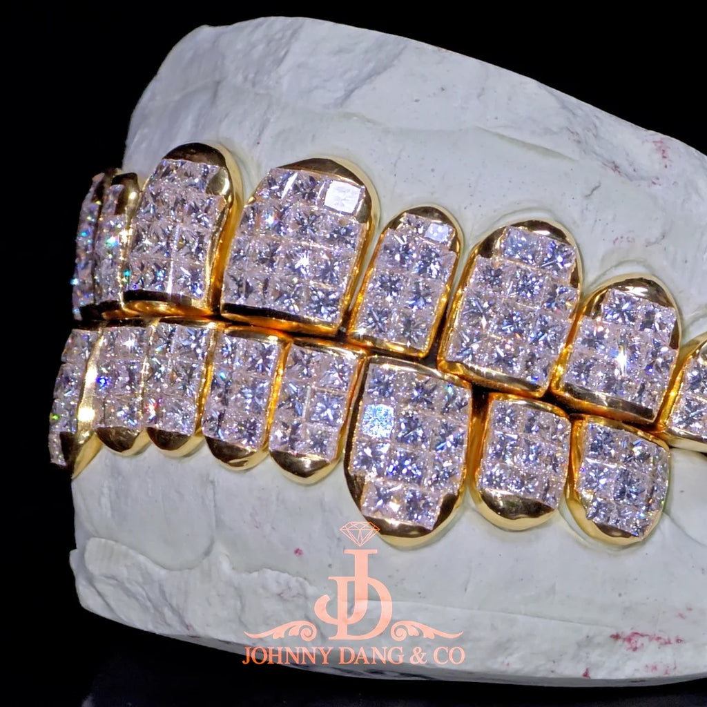 JDWR-2026-18 Flawless "King Princess Cut" Invisible Set Grillz Yellow Gold (Perm)