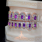 JDWR-2026-31 Flawless Royal Emerald Prong Set Grillz Rose Gold (Pullouts)