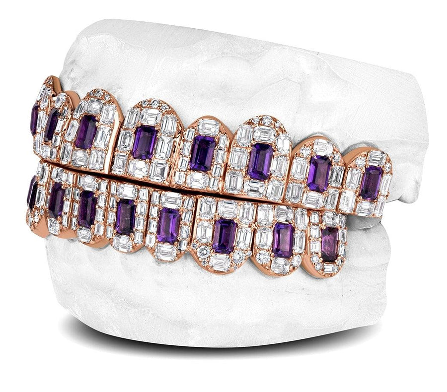 JDTK-G4060-Emerald Diamonds and Emerald Shaped Purple Amethyst - Johnny Dang & Co