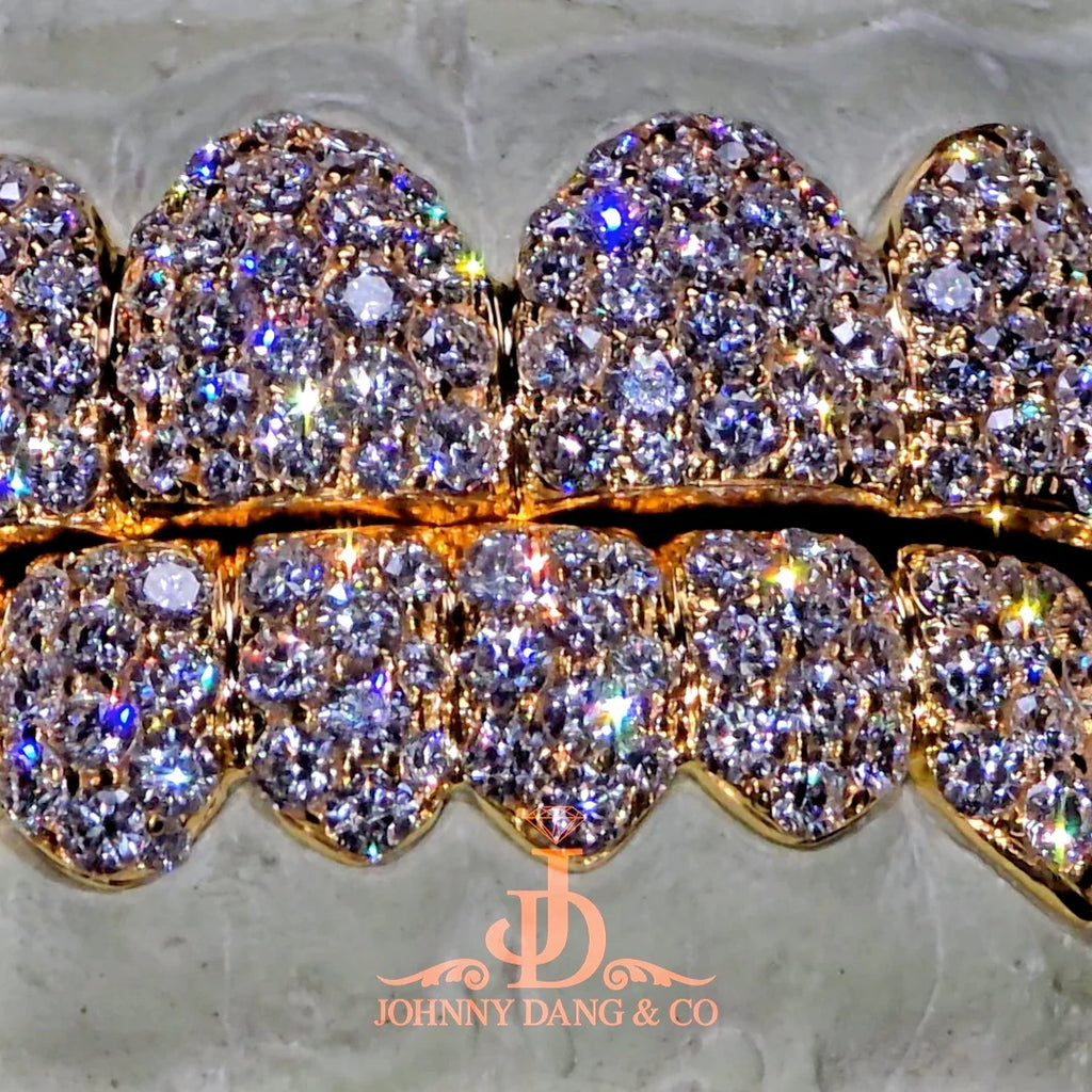 JDWR-2026-24 Flawless BBHoneycomb Set Grillz Yellow Gold (Pull Out)