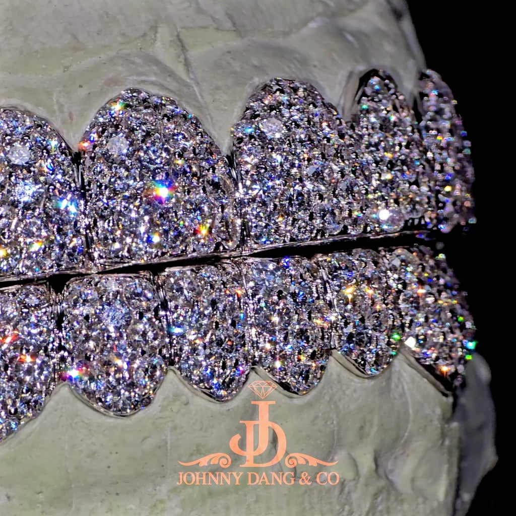 JDWR-2026-23 Flawless BBHoneycomb Set Grillz White Gold (Pull Out)