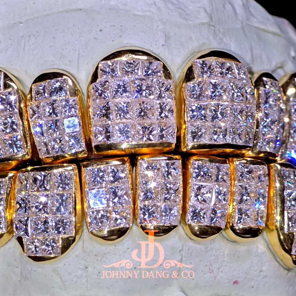 JDWR-2026-18 Flawless "King Princess Cut" Invisible Set Grillz Yellow Gold (Perm)