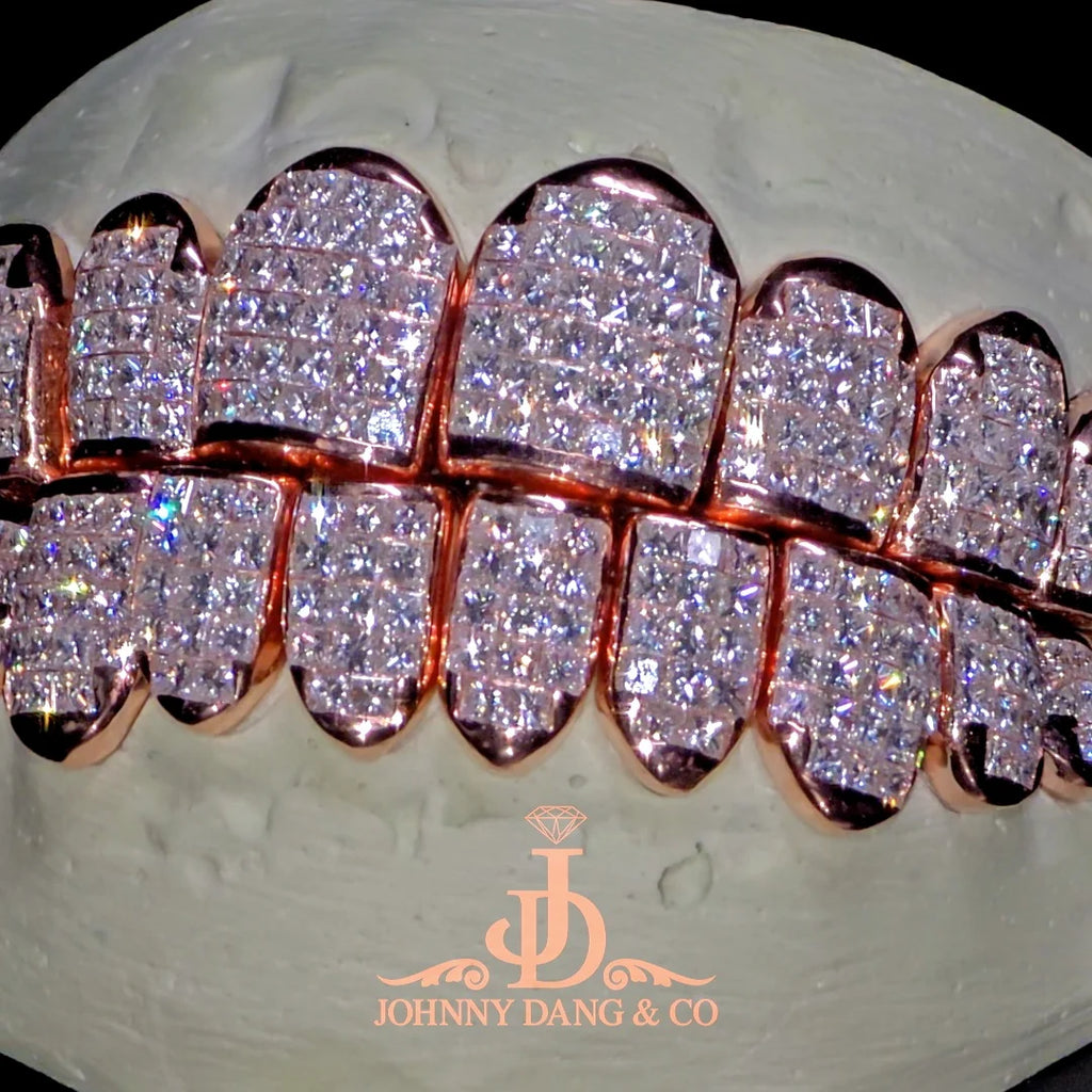 JDWR-2026-19 Flawless "Princess Cut" Invisible Set Grillz Rose Gold (Perm)
