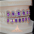 JDWR-2026-31 Flawless Royal Emerald Prong Set Grillz Rose Gold (Pullouts)