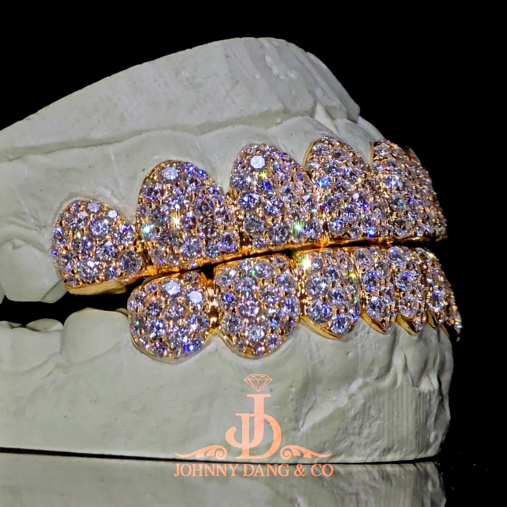 JDWR-2026-24 Flawless BBHoneycomb Set Grillz Yellow Gold (Pull Out)