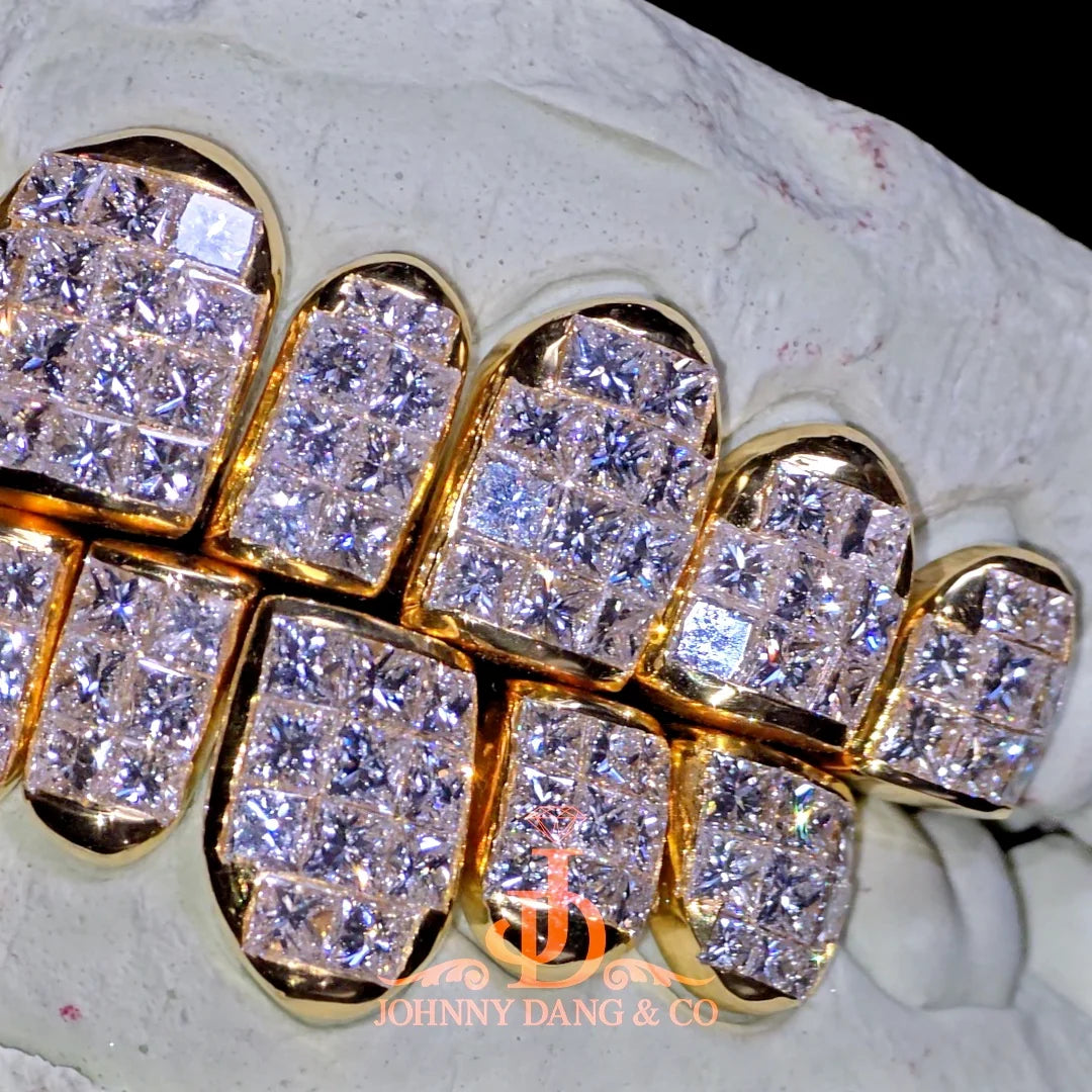 JDWR-2026-18 Flawless "King Princess Cut" Invisible Set Grillz Yellow Gold (Perm)