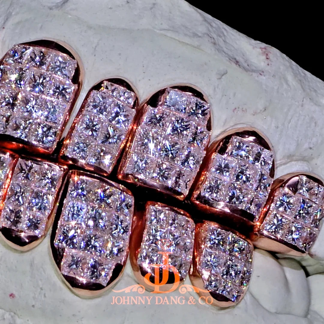 JDWR-2026-16 Flawless "King Princess Cut" Invisible Set Grillz Rose Gold (Perm
