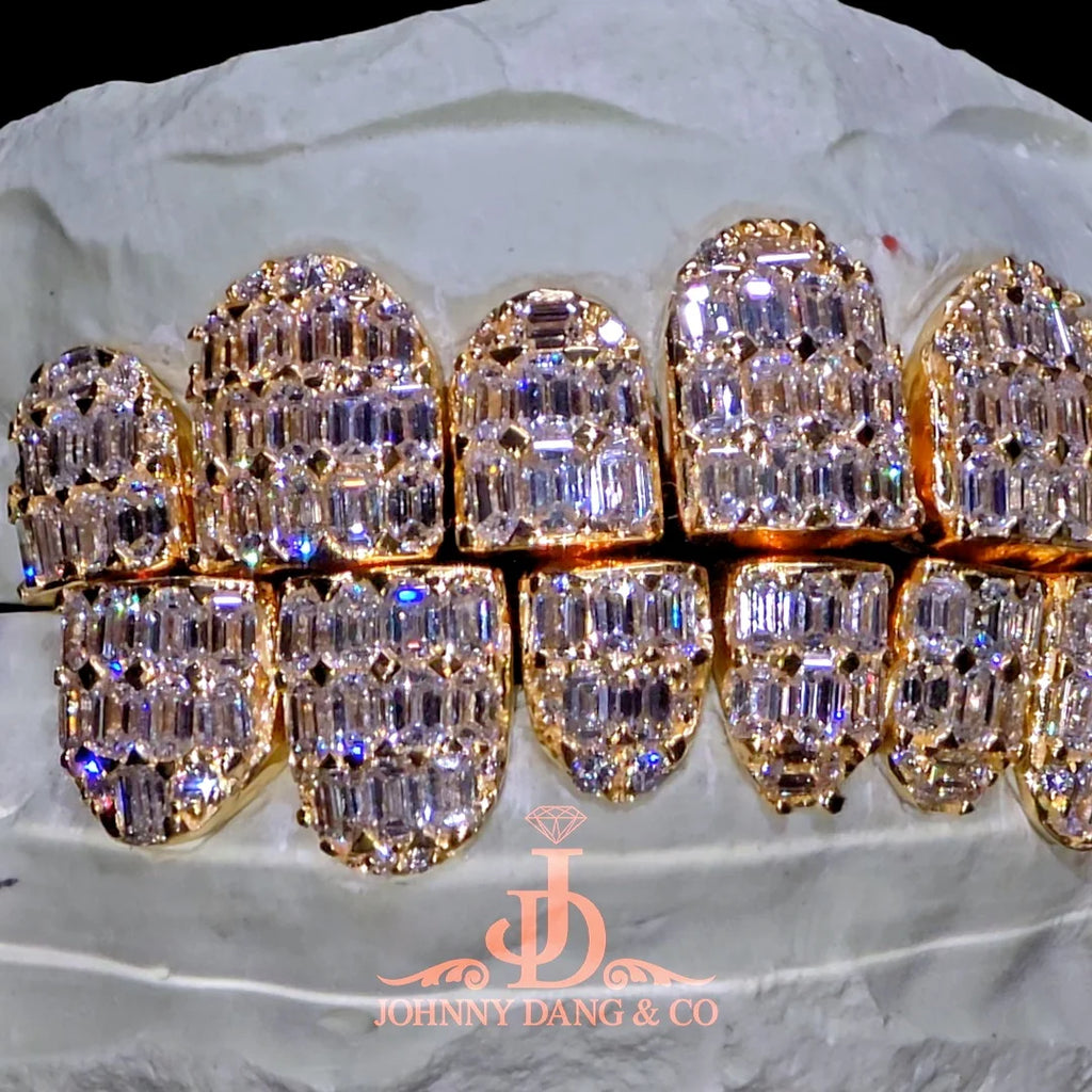 JDWR-2026-27 Flawless Emerald Prong Set Grillz Yellow Gold (Perms)