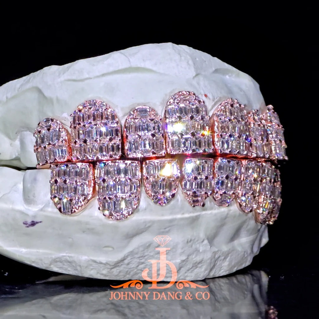 JDWR-2026-25 Flawless Emerald Prong Set Grillz Rose Gold (Perms)
