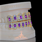 JDWR-2026-33 Flawless Royal Emerald Prong Set Grillz Yellow Gold (Pullouts)