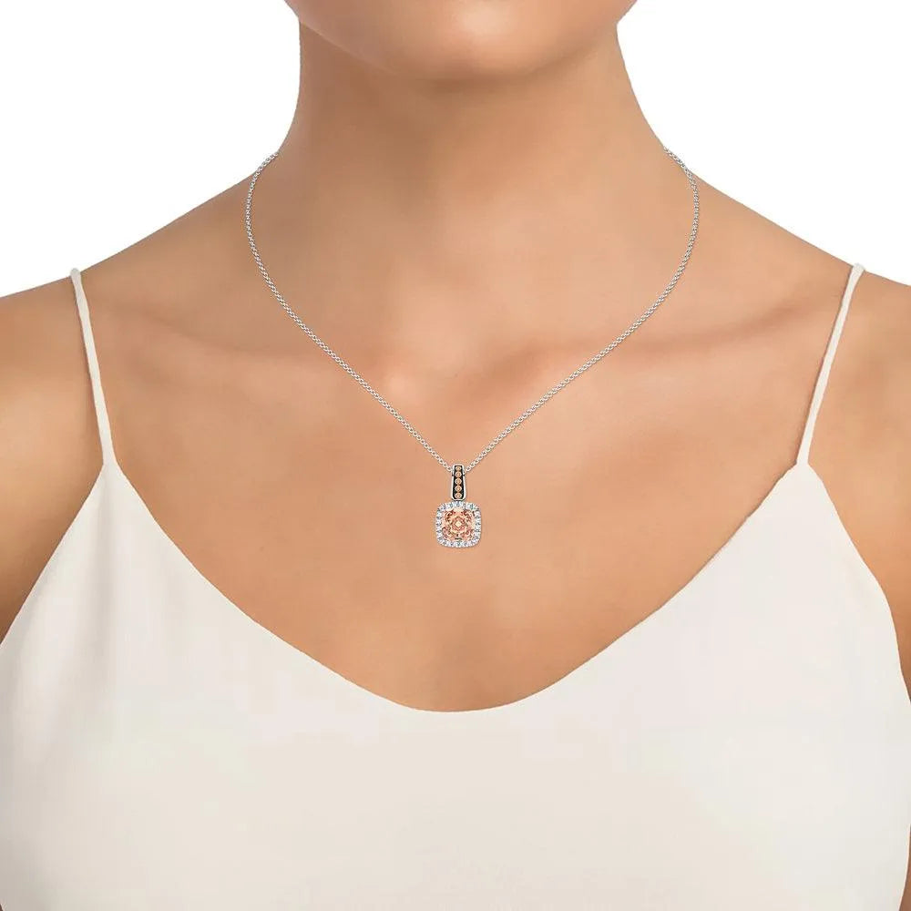 14K 0.20CT Diamond Morganite Pendant - Johnny Dang & Co