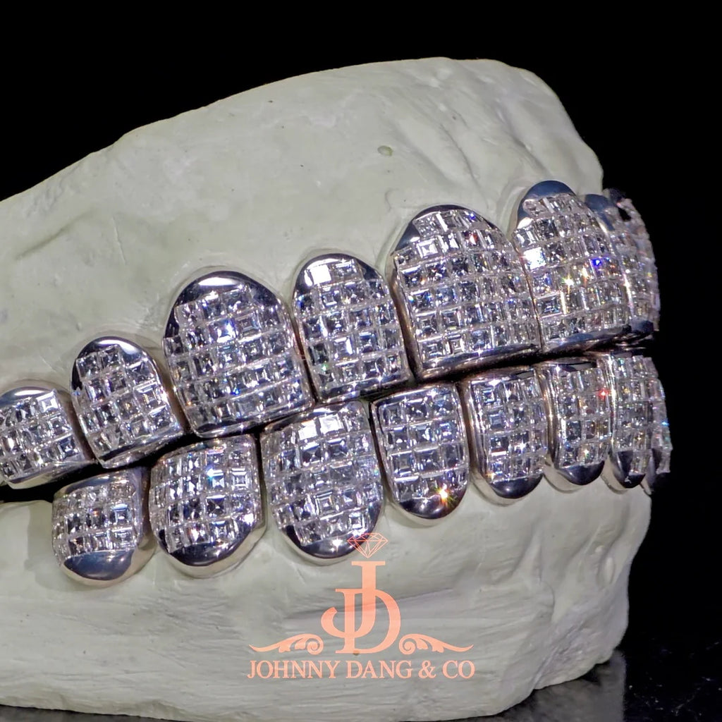 JDWR-2026-8 Flawless "Carre Cut" Invisible Set Grillz White Gold (Perm)