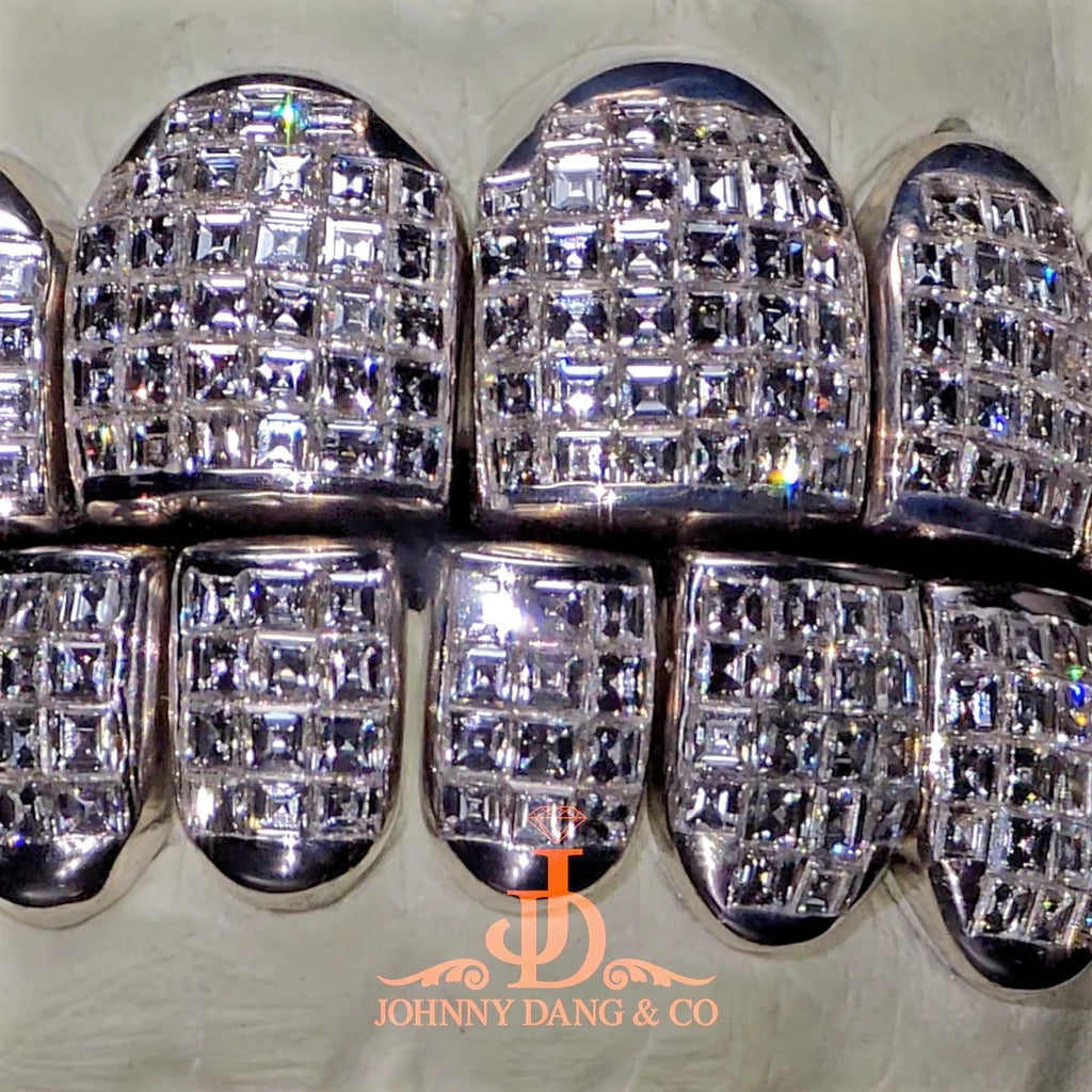 JDWR-2026-8 Flawless "Carre Cut" Invisible Set Grillz White Gold (Perm)