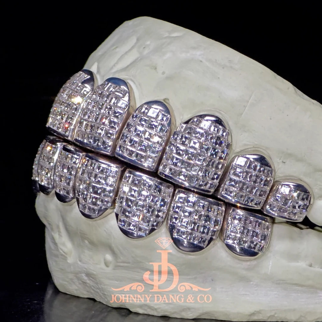 JDWR-2026-8 Flawless "Carre Cut" Invisible Set Grillz White Gold (Perm)