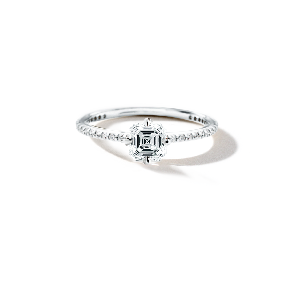 Solitaire Pave Engagement Ring