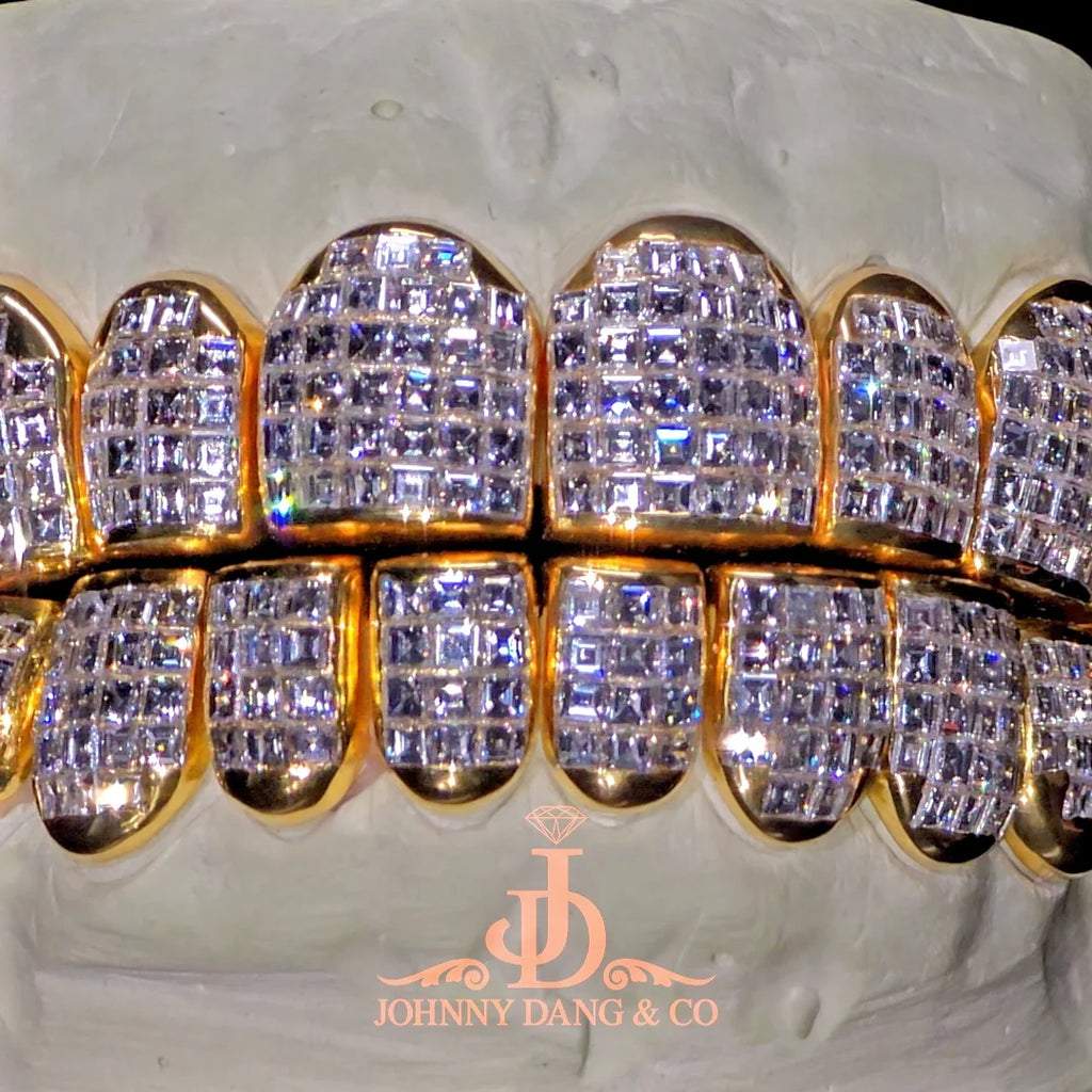 JDWR-2026-9 Flawless "Carre Cut" Invisible Set Grillz Yellow Gold (Perm)