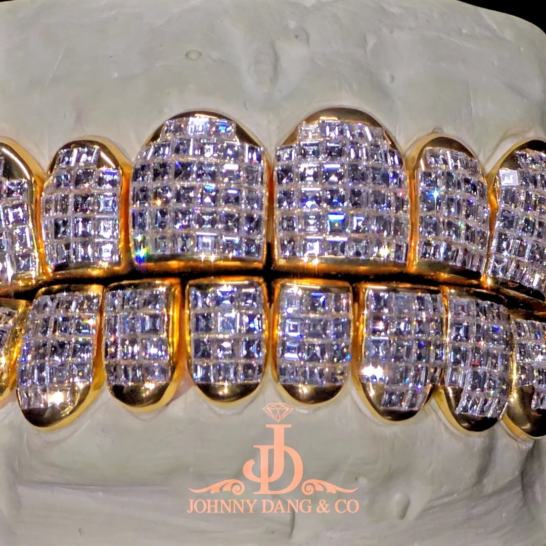 JDWR-2026-9 Flawless "Carre Cut" Invisible Set Grillz Yellow Gold (Perm)