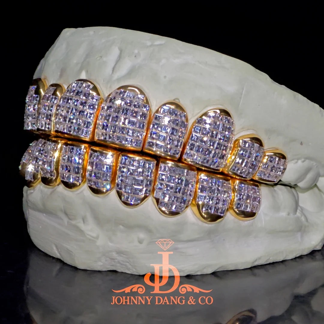 JDWR-2026-9 Flawless "Carre Cut" Invisible Set Grillz Yellow Gold (Perm)