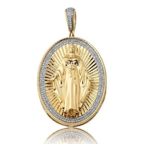 14KY 0.60CTW DIAMOND MOTHER MARY PENDANT - Johnny Dang & Co