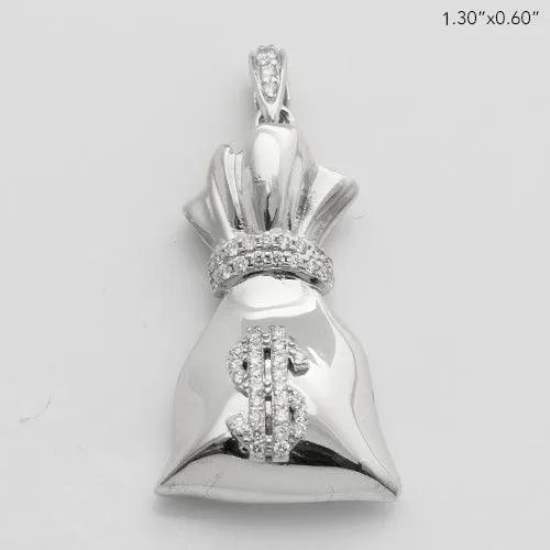 14KW 0.30CTW DIAMOND MONEY BAG PENDANT - Johnny Dang & Co
