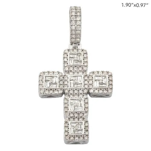 14KW 1.80CTW BAGUETTE DIAMOND CROSS PENDANT - Johnny Dang & Co