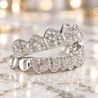 JDWR-S161702-1 -16 Teeth Custom Hand Prong Set Diamond Grill With 2 Solid Gold